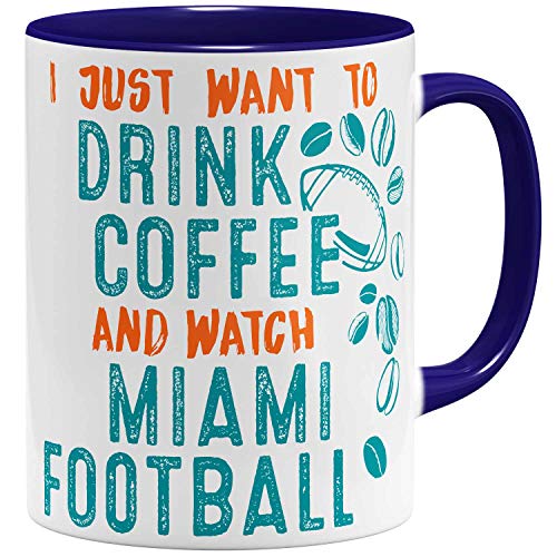 OM3® - Miami-Coffee - Tasse | Keramik Becher | American Football Mug | 11oz 325ml | Beidseitig Bedruckt | Dunkelblau von OM3