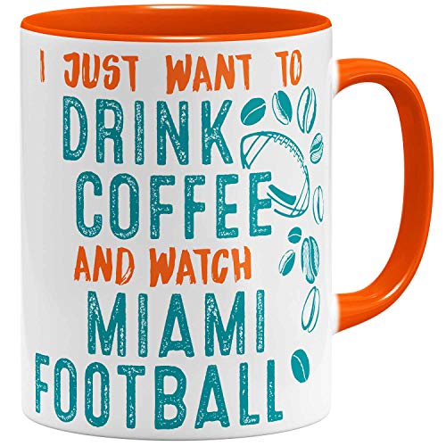 OM3® - Miami-Coffee - Tasse | Keramik Becher | American Football Mug | 11oz 325ml | Beidseitig Bedruckt | Orange von OM3