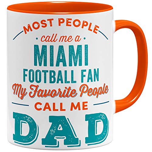 OM3® Miami-Fan Tasse | Keramik Becher | American Football Mug | 11oz 325ml | Beidseitig Bedruckt | Orange von OM3