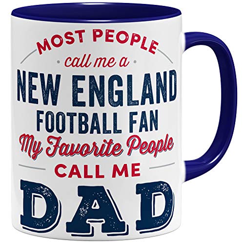 OM3® New-England-Fan Tasse | Keramik Becher | American Football Mug | 11oz 325ml | Beidseitig Bedruckt | Dunkelblau von OM3