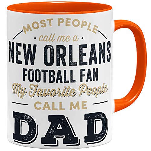 OM3® New-Orleans-Fan Tasse | Keramik Becher | American Football Mug | 11oz 325ml | Beidseitig Bedruckt | Orange von OM3