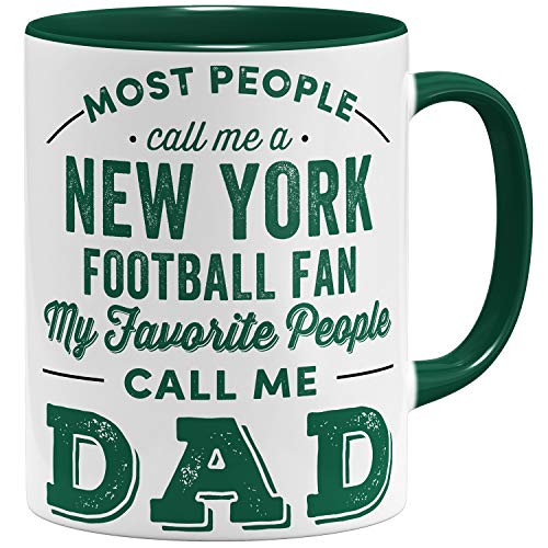 OM3® New York-Fan Tasse #2 | Keramik Becher | American Football Mug | 11oz 325ml | Beidseitig Bedruckt | Grün von OM3