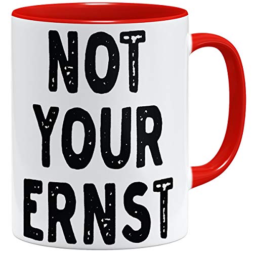 OM3® Not-Your-Ernst Tasse mit Spruch | Keramik Becher | 11oz 325ml | Fun Lustig Denglisch Nicht Dein Ernst | Rot von OM3