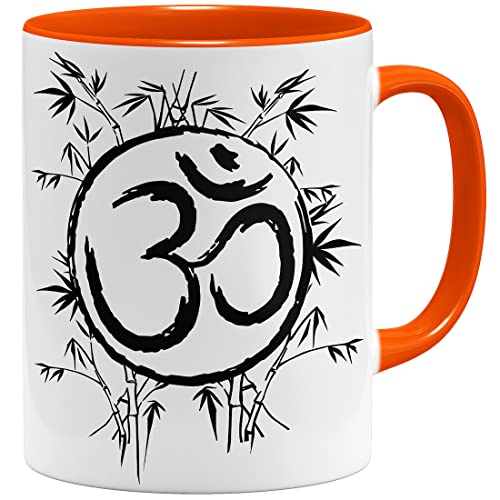 OM3® OM-Symbol Tasse | Keramik Becher | 325ml | Beidseitig Bedruckt | Orange von OM3