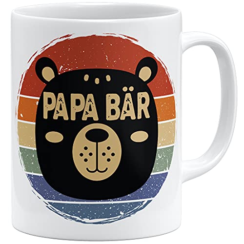 OM3® Papa Bär Tasse | Keramik Becher | 11oz 325ml | Beidseitig Bedruckt | Weiss von OM3