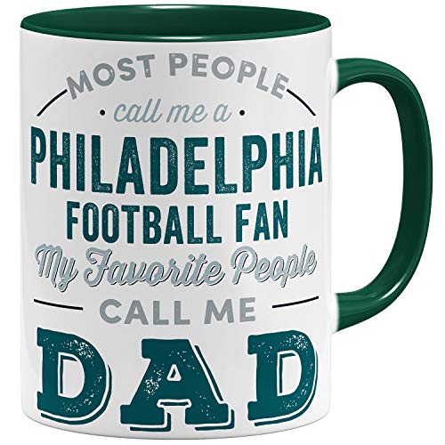OM3® Philadelphia-Fan Tasse | Keramik Becher | American Football Mug | 11oz 325ml | Beidseitig Bedruckt | Grün von OM3