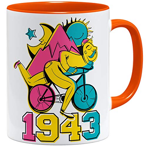 OM3® Psychedelic-Bicycle-Day-1943 Tasse | Keramik Becher | 11oz 325ml | Beidseitig Bedruckt | Orange von OM3