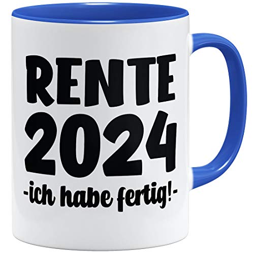 OM3® Rente 2024 - Ich Habe fertig! Tasse | Keramik Becher | 11oz 325ml | Beidseitig Bedruckt | Royalblau von OM3