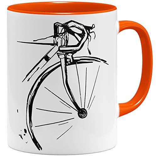 OM3® Retro Bike Rad Fahrrad Tasse | Keramik Becher | 11oz 325ml | Fun Bicycle Fahrradfahrer | Orange von OM3