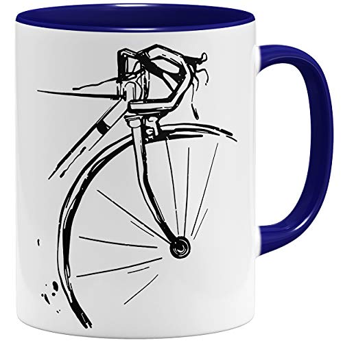 OM3® Retro Bike Rad Fahrrad Tasse | Keramik Becher | 11oz 325ml | Fun Bicycle Fahrradfahrer | Dunkelblau von OM3