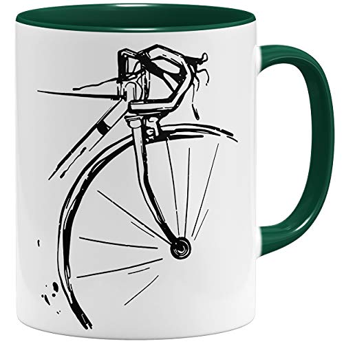 OM3® Retro Bike Rad Fahrrad Tasse | Keramik Becher | 11oz 325ml | Fun Bicycle Fahrradfahrer | Grün von OM3