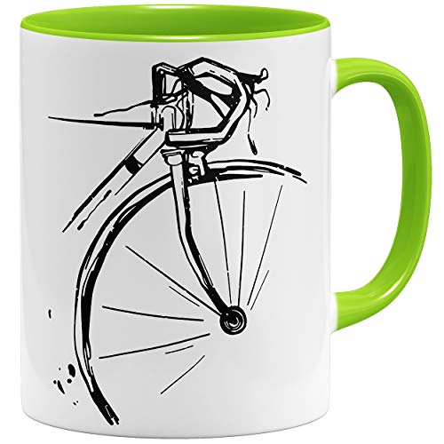 OM3® Retro Bike Rad Fahrrad Tasse | Keramik Becher | 11oz 325ml | Fun Bicycle Fahrradfahrer | Hellgrün von OM3