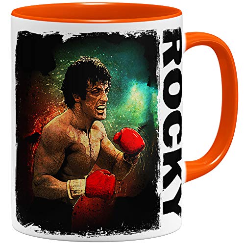 OM3® Rocky Balboa Tasse Boxing 70s 80s Kult Film | Keramik Becher | 11oz 325ml | Beidseitig Bedruckt | Orange von OM3