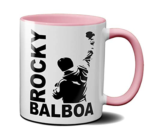 OM3® - Rocky-Balboa - Tasse | Keramik Becher | 11oz 325ml | Beidseitig Bedruckt | Rosa von OM3
