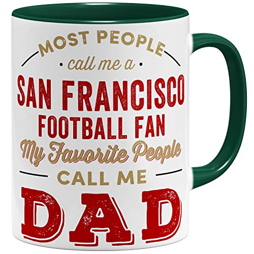 OM3® San-Francisco-Fan Tasse | Keramik Becher | American Football Mug | 11oz 325ml | Beidseitig Bedruckt | Grün von OM3