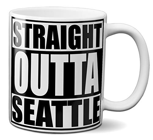 OM3® - Seattle - Tasse | Keramik Becher | USA American City Mug | 11oz 325ml | Beidseitig Bedruckt | Weiss von OM3