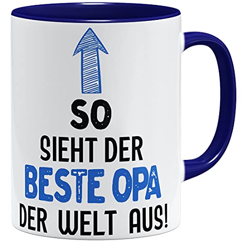 OM3® So sieht der beste Opa der Welt aus Tasse | Keramik Becher | 11oz 325ml | Beidseitig Bedruckt | Dunkelblau von OM3