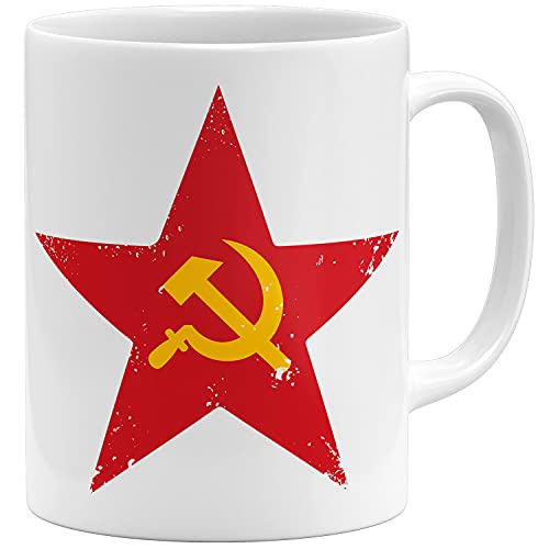 OM3® Soviet-Star Tasse mit Hammer und Sichel | Keramik Becher | 11oz 325ml | Beidseitig Bedruckt | Weiss von OM3