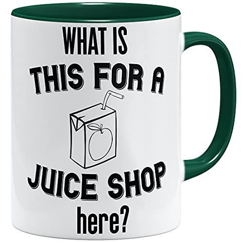 OM3® Spruch Bad English Denglisch Tasse Saftladen Juice Shop I| Keramik Becher | 11oz 325ml | Beidseitig Bedruckt | Grün von OM3