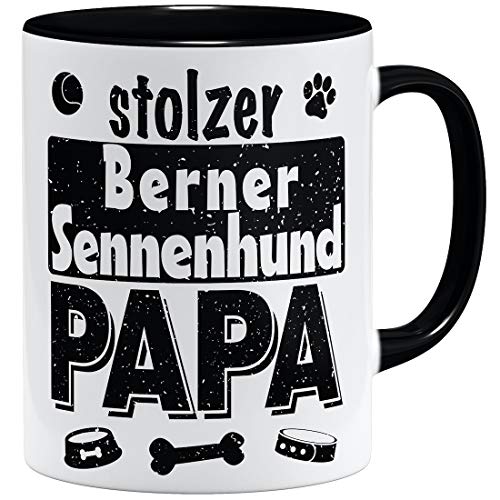 OM3® Stolzer Berner Sennenhund Papa Tasse | Keramik Becher | 11oz 325ml | Beidseitig Bedruckt | Schwarz von OM3