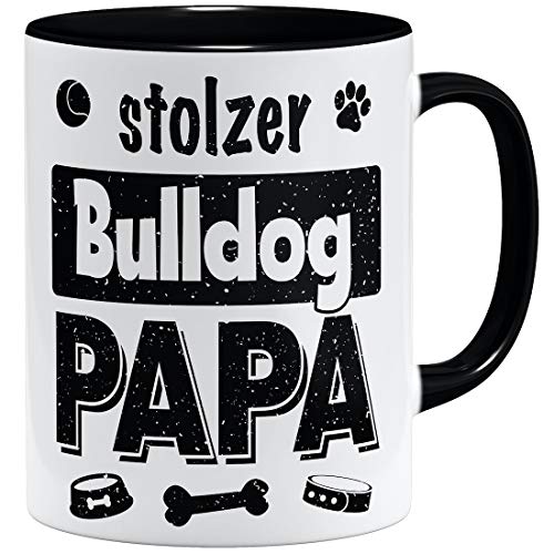 OM3® Stolzer Bulldog Papa Tasse | Keramik Becher | 11oz 325ml | Beidseitig Bedruckt | Schwarz von OM3