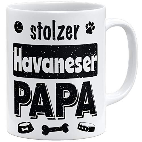OM3® Stolzer Havaneser Papa Tasse | Keramik Becher | 11oz 325ml | Beidseitig Bedruckt | Weiss von OM3