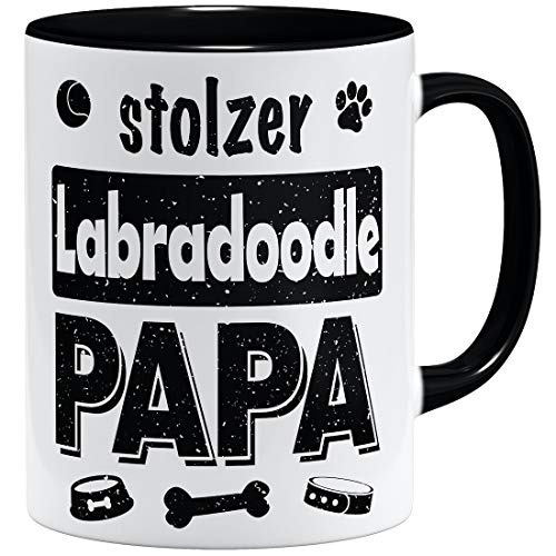 OM3® Stolzer Labradoodle Papa Tasse | Keramik Becher | 11oz 325ml | Beidseitig Bedruckt | Schwarz von OM3