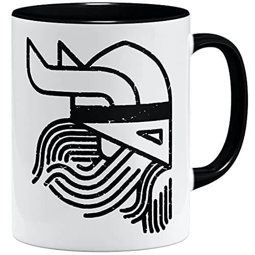 OM3® Viking Wikinger Tasse | Keramik Becher | 11oz 325ml | Beidseitig Bedruckt | Schwarz von OM3