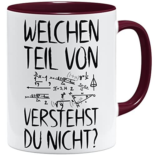 OM3® Welchen Teil von verstehst du nicht Tasse mit Spruch Mathe | Keramik Becher | 11oz 325ml | Beidseitig Bedruckt | Bordeaux von OM3