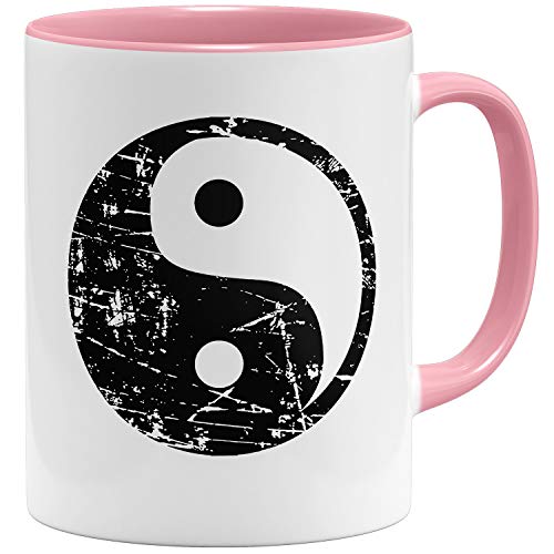 OM3® Yin and Yang Symbol Tasse | Keramik Becher | 11oz 325ml | Beidseitig Bedruckt | Rosa von OM3