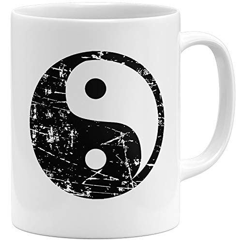 OM3® Yin and Yang Symbol Tasse | Keramik Becher | 11oz 325ml | Beidseitig Bedruckt | Weiss von OM3