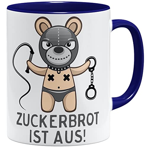 OM3® Zuckerbrot ist aus! SM Teddy Tasse | Keramik Becher | 11oz 325ml | Beidseitig Bedruckt | Dunkelblau von OM3