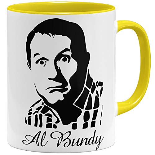 OM3® kultige Al Bundy Tasse mit Gesichtsausdruck | Keramik Becher | 11oz 325ml | Beidseitig Bedruckt | Gelb von OM3