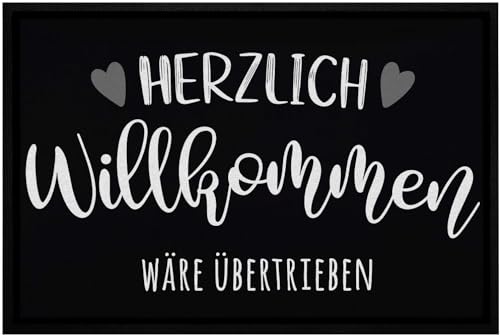 OM3® lustige Fußmatte mit Spruch | Herzlich willkommen wäre übertrieben | rutschfest & waschbar | 60x40cm | von OM3