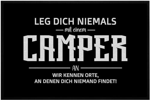 OM3® lustige Fußmatte mit Spruch - Leg Dich Niemals mit einem Camper an - Camping Platz- rutschfest & waschbar - 60x40cm - von OM3