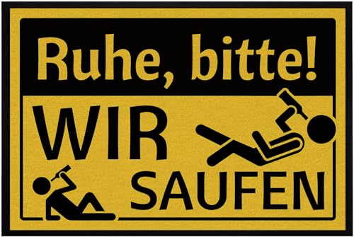 OM3® lustige Fußmatte mit Spruch - Ruhe Bitte - wir Saufen - für Innen - rutschfest & waschbar - 60x40cm - von OM3