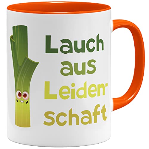 OM3® lustige Lauch Tasse mit Spruch - Lauch aus Leidenschaft | Keramik Becher | 11oz 325ml | Beidseitig Bedruckt | Orange von OM3