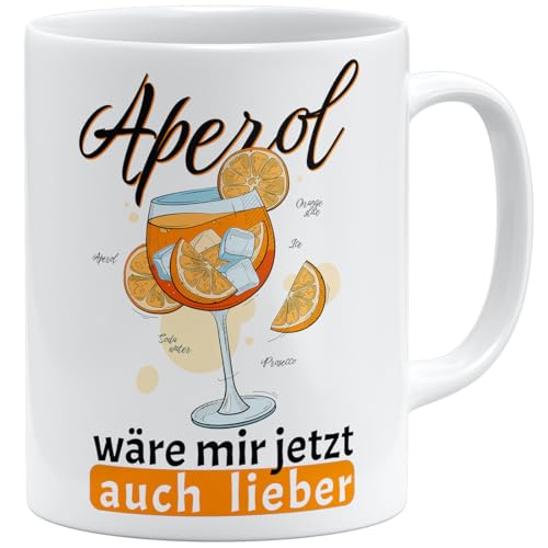 OM3® lustige Tasse mit Spruch - Aperol wäre Mir jetzt auch Lieber - Statement | Keramik Becher | 11oz 325ml | Beidseitig Bedruckt | Weiss von OM3