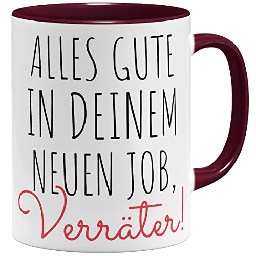 OM3® lustige Tasse mit Spruch - Verräter - Abschiedsgeschenk Jobwechsel Abschied | Keramik Becher | 11oz 325ml | Beidseitig Bedruckt | Bordeaux von OM3