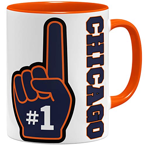 OM3 Number One #1 Chicago - Tasse | Keramik Becher | 11oz 325ml | Beidseitig Bedruckt | Orange von OM3