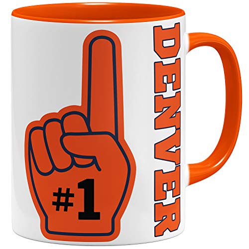 OM3 Number One #1 Denver - Tasse | Keramik Becher | 11oz 325ml | Beidseitig Bedruckt | Orange von OM3