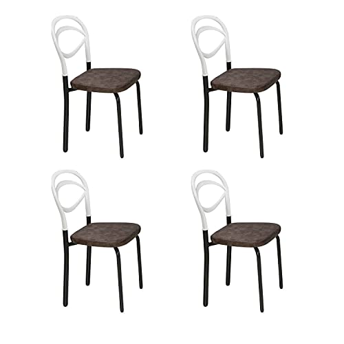 OMAC Küchenstühle Wohnzimmer Set 4 Stühle | Schwarz Weiß Chrom Ausziehbar Esszimmergruppe Erweiterbar von OMAC