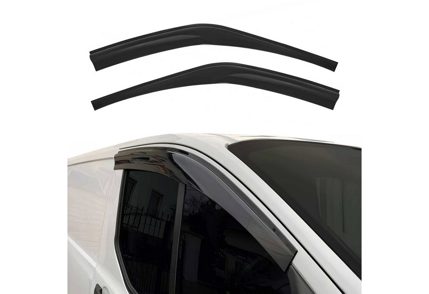 OMAC Lüftungsgitter 2x Windabweiser für Ford Transit 2014-2017 Acryl Dunkel (2 St), Aerodynamisch, Einfache Montage, Waschstraßenfest von OMAC