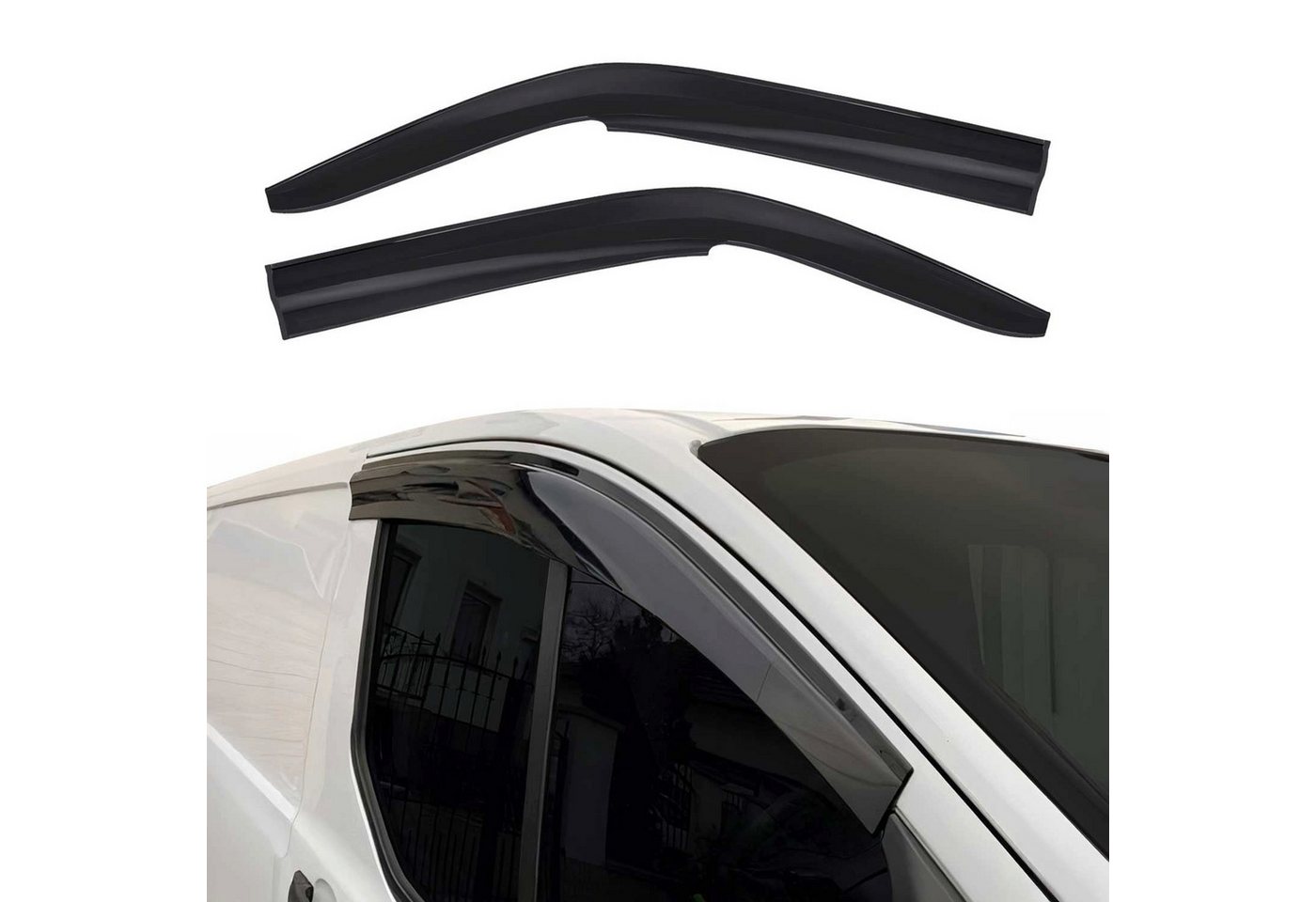 OMAC Lüftungsgitter 2x Windabweiser für VW Transporter T5 2003-2015 Acryl Dunkel (2 St), Aerodynamisch, Einfache Montage, Waschstraßenfest von OMAC