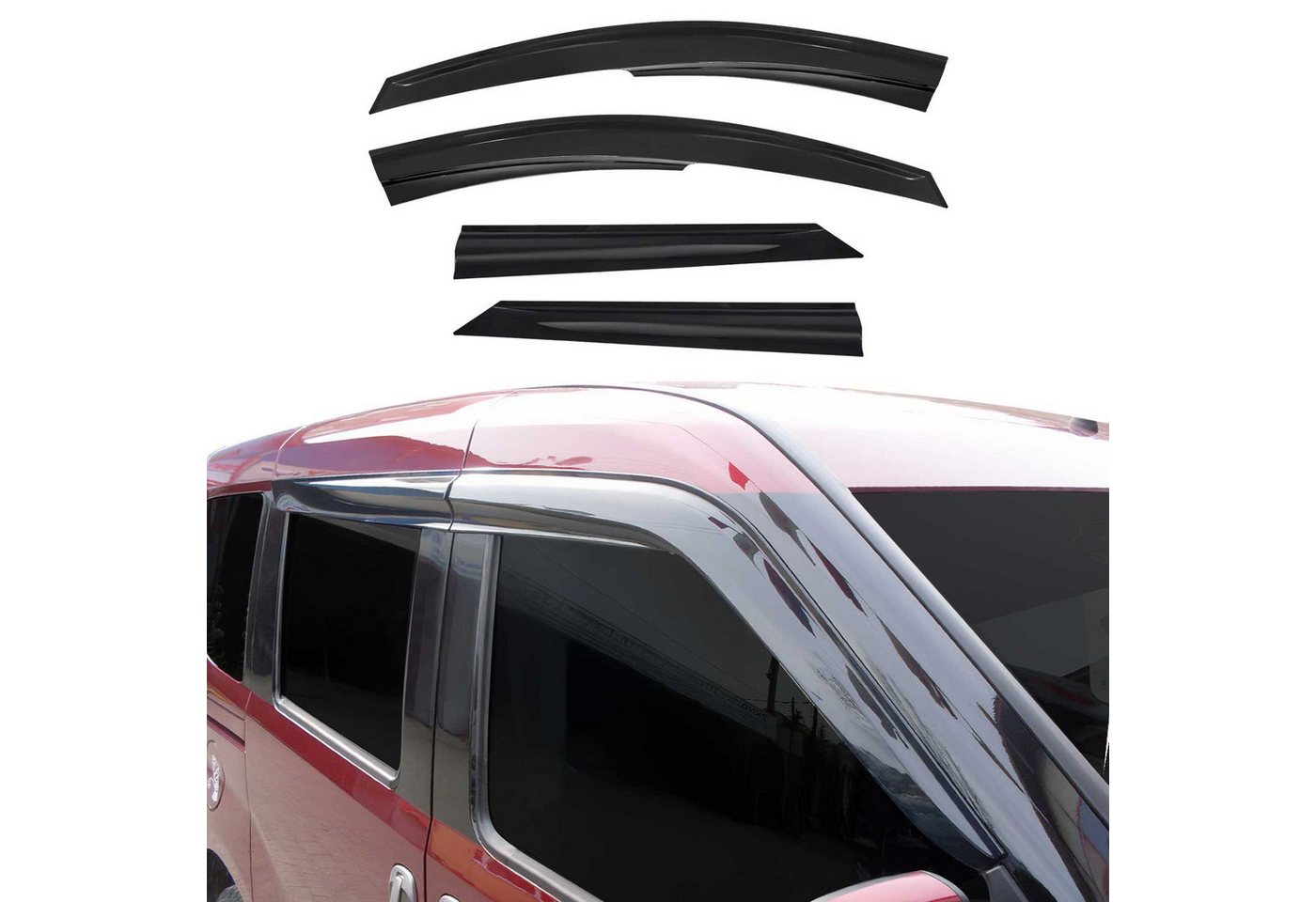 OMAC Lüftungsgitter 4x Windabweiser für Dacia Logan MCV 2007-2013 Acryl Dunkel (4 St), Aerodynamisch, Einfache Montage, Waschstraßenfest von OMAC