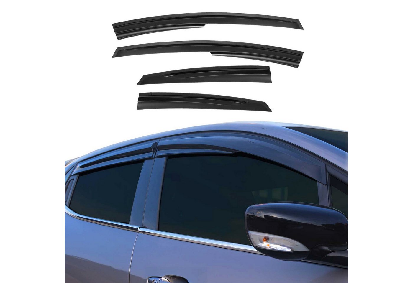 OMAC Lüftungsgitter 4x Windabweiser für Toyota Prius 2012-2015 Acryl Dunkel (4 St), Aerodynamisch, Einfache Montage, Waschstraßenfest von OMAC