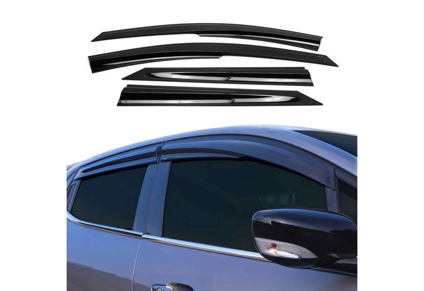 OMAC Lüftungsgitter 4x Windabweiser für VW Passat B8 2015-2019 Acryl Dunkel (4 St), Aerodynamisch, Einfache Montage, Waschstraßenfest von OMAC