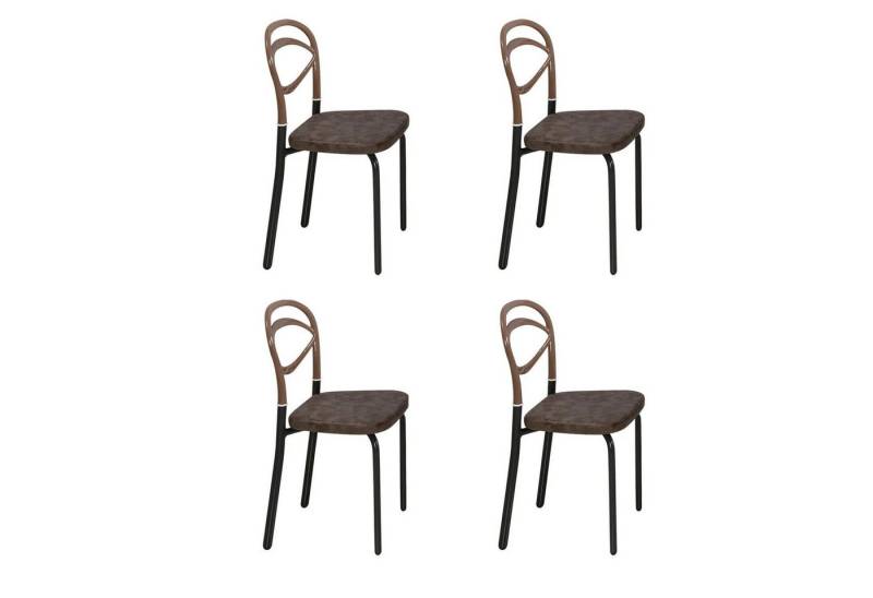 OMAC Polsterstuhl Esszimmerstühle Küchenstuhl Braun 4x Stühl Kunstleder von OMAC