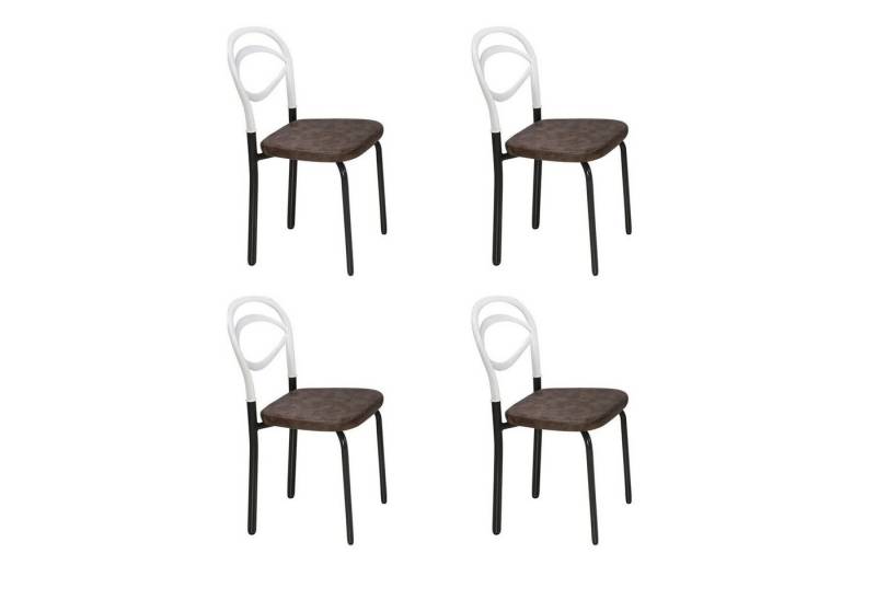 OMAC Polsterstuhl Esszimmerstühle Küchenstuhl Braun Weiß 4x Stühl Kunstleder von OMAC