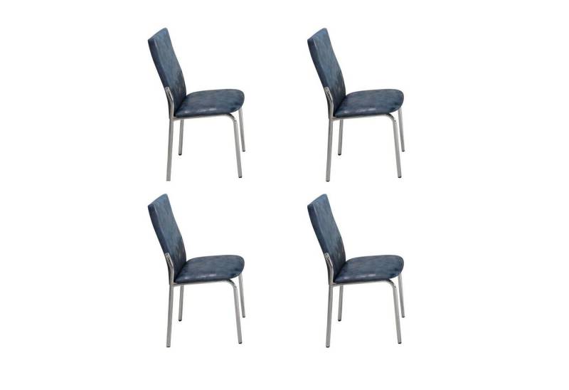 OMAC Polsterstuhl Esszimmerstühle Küchenstuhl Navy Blau 4x Stühl Kunstleder von OMAC